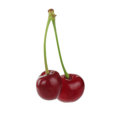 bunch of red cherry isolated on white background