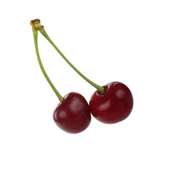 bunch of red cherry isolated on white background