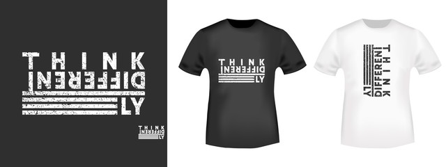 Think differently t-shirt print for t shirts applique, fashion slogan, badge, label clothing, jeans, and casual wear - obrazy, fototapety, plakaty