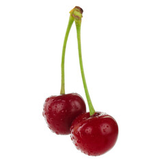 bunch of red cherry isolated on white background
