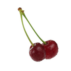 bunch of red cherry isolated on white background