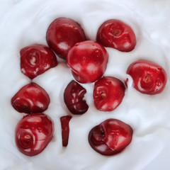 heap of cherry in cream