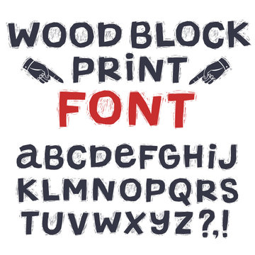 Wood Block Print Style Font