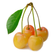 heap of yellow cherry isolated on white background