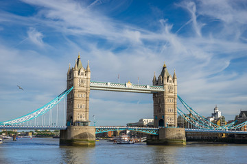 Tower Bridge in London at sunny day