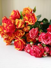 bouquet of red roses on white background