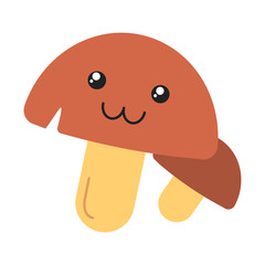 Mushrooms cute kawaii flat design long shadow character