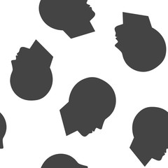 Vector icon of a man's head. Illustration of a man or woman head seamless pattern on a white background.
