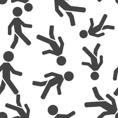 Vector icon of a walking pedestrian. Illustration of a walking man seamless pattern on a white background.