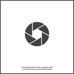 Vector camera lens icon. Camera shutter on white isolated background.