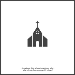 Church building icon. Vector religious church illustration icon on white isolated background. Layers grouped for easy editing illustration. For your design.