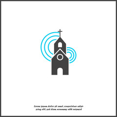 Church building icon. Vector religious church illustration icon on white isolated background. Layers grouped for easy editing illustration. For your design.