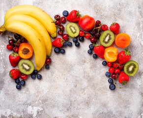 Fruits and berries summer background