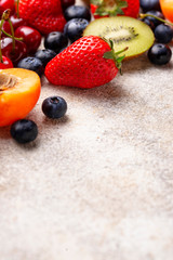 Fruits and berries summer background