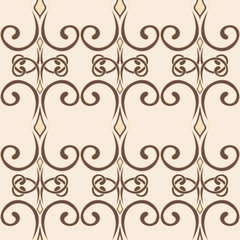 Seamless swirl pattern. In simple style. Vector. Endless curl ornament. Sketch, doodle, scribble on brown and gray colors. Can be used for greeting cards, wedding invitations, logo, printing on fabric