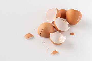 cracked egg shell isolated on white background, ingredients for cookings