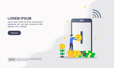 Landing page template of online banking modern flat design concept. Learning and people concept. Conceptual flat vector illustration for web page, website and mobile website