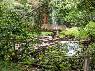 waterfall in Jacare Pepira River in Saltos public Park, in Brotas city