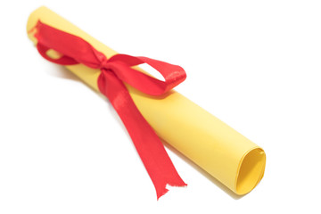 diploma or graduation degree isolated in white