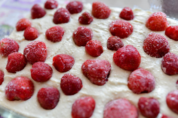 Strawberry dough. Strawberry dough for baking cake.