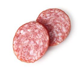 salami sausage on white background