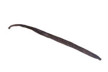 single vanilla pod isolated on white background