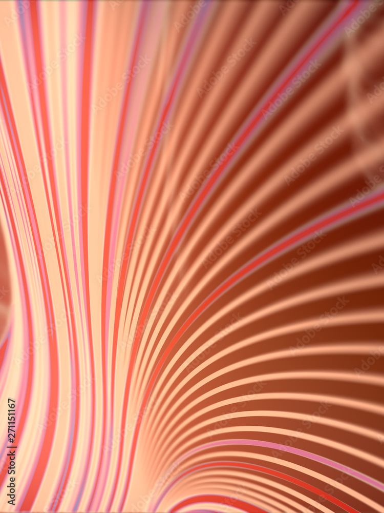 Poster Modern style abstraction with composition made of various colored lines. Wave band geometric pattern. 3d rendering