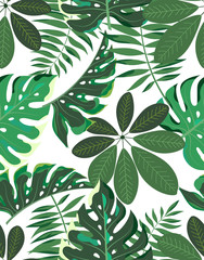 tropical palm leaves seamless pattern