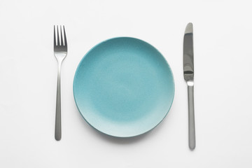 Plate and Cutlery. knife and plate on the table