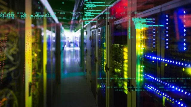 Colorful lights in server towers