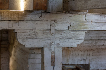 Wooden support structure close-up