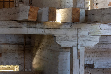 Wooden support structure close-up