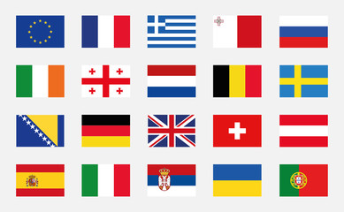 Europe country flags set. Vector illustration