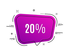 Speech bubble banner. 20% off Sale. Discount offer price sign. Special offer symbol. Sale tag. Sticker, badge. Vector