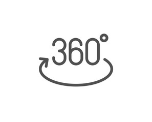 360 degree line icon. Full rotation sign. VR technology simulation symbol. Quality design element. Linear style full rotation icon. Editable stroke. Vector