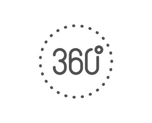 360 degrees line icon. Panoramic view sign. VR technology simulation symbol. Quality design element. Linear style 360 degrees icon. Editable stroke. Vector