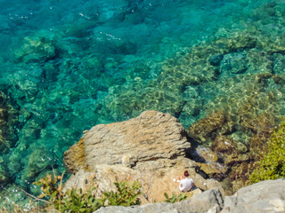 Rocky shores of Ksamil beaches.