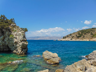 Rocky shores of Ksamil beaches.