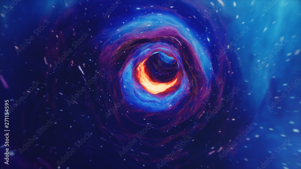 Wall mural 3d illustration tunnel or wormhole, tunnel that can connect one universe with another. abstract spee