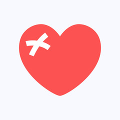 Obraz premium Red heartbreak or broken heart on white background