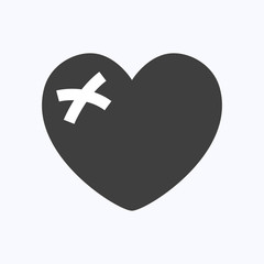 Obraz premium Black heartbreak or broken heart on white background