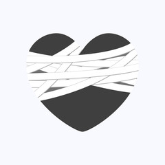 Black heartbreak or broken heart on white background