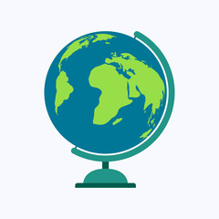 Globe flat design style on white background, vector illustration