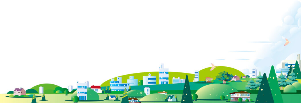 広々とした夏の街なみ