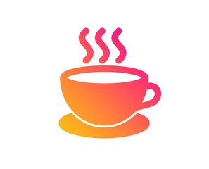 Coffee drink icon. Hot cup sign. Fresh beverage symbol. Classic flat style. Gradient cappuccino icon. Vector