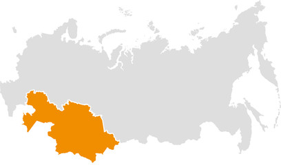 Map of the Russian Federation and Kazakhstan