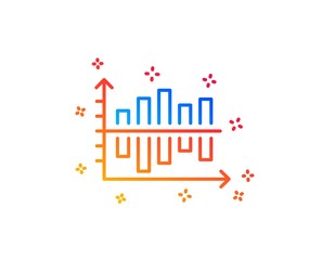 Diagram chart line icon. Column graph sign. Market analytics symbol. Gradient design elements. Linear diagram chart icon. Random shapes. Vector