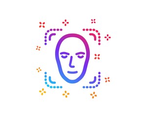 Face detection icon. Head recognition sign. Identification symbol. Dynamic shapes. Gradient design face detection icon. Classic style. Vector