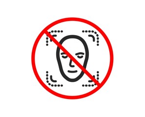 No or Stop. Face detection icon. Head recognition sign. Identification symbol. Prohibited ban stop symbol. No face detection icon. Vector