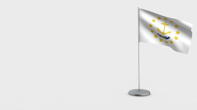 Rhode Island waving flag animation on Flagpole.  Perfect for background with space on the left side.